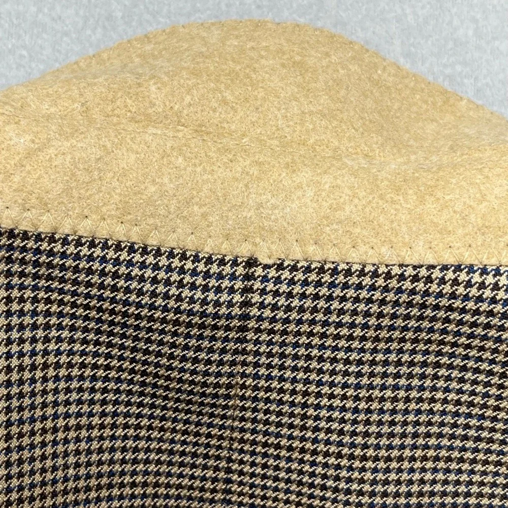 Hart Schaffner Marx Men Brown Navy Houndstooth Blazer Sport Coat Made in USA 42R